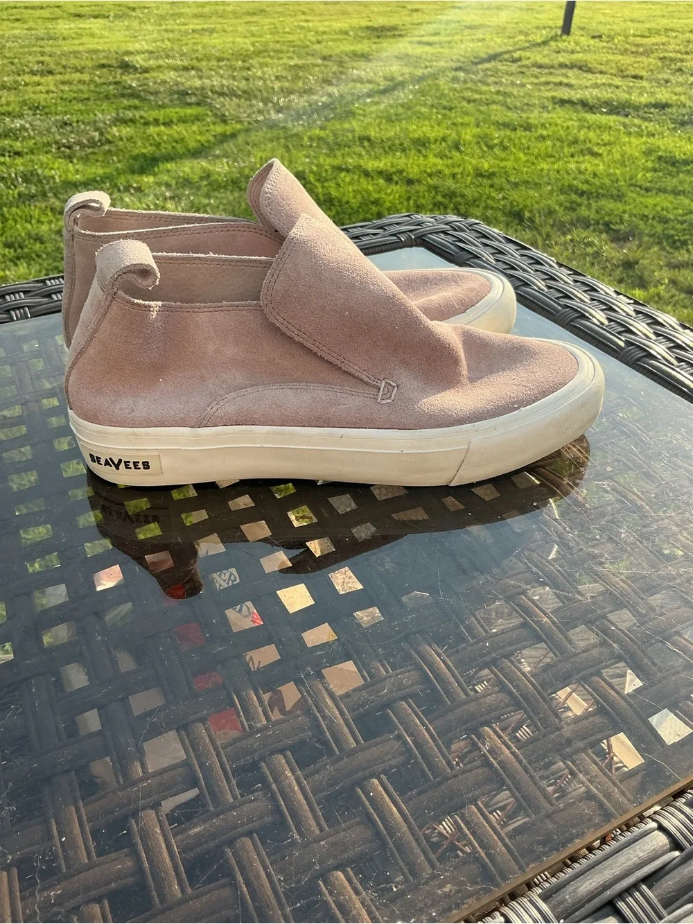SeaVees Dusty Pink Suede Slip-On Platform Sneakers